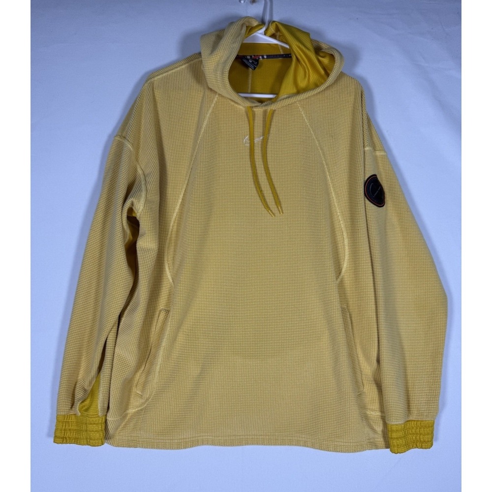 Nike Micro Waffle Pullover Hoodie Embroidered Patch Men's Large CU4997 Yellow